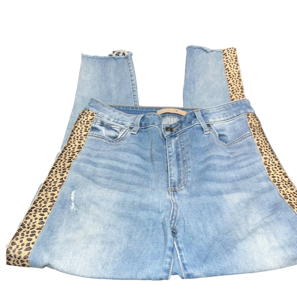 Joe's Jeans Animal‎ Print Stripe Sparkle Raw Hem Jeans 32x27